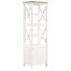 Bibliothèque en bois blanc à 4 tablettes avec placage en frêne brun, conception géométrique, tiroirs pour une construction de style bord de mer, forme en X, deux