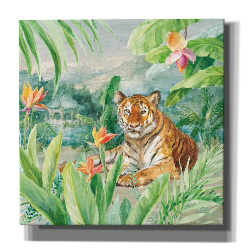 «Lounging Tiger» par Danhui Nai, art mural sur toile, H 26 po x l 26 po