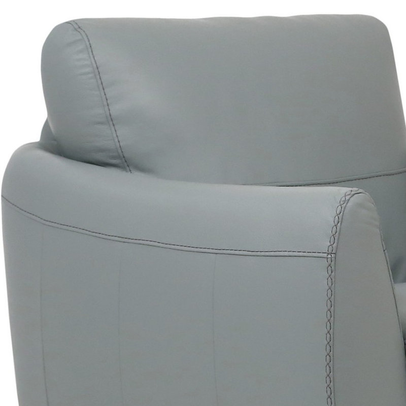 Fauteuil en cuir véritable 33 po Doud, Cuir véritable bleu aquatique