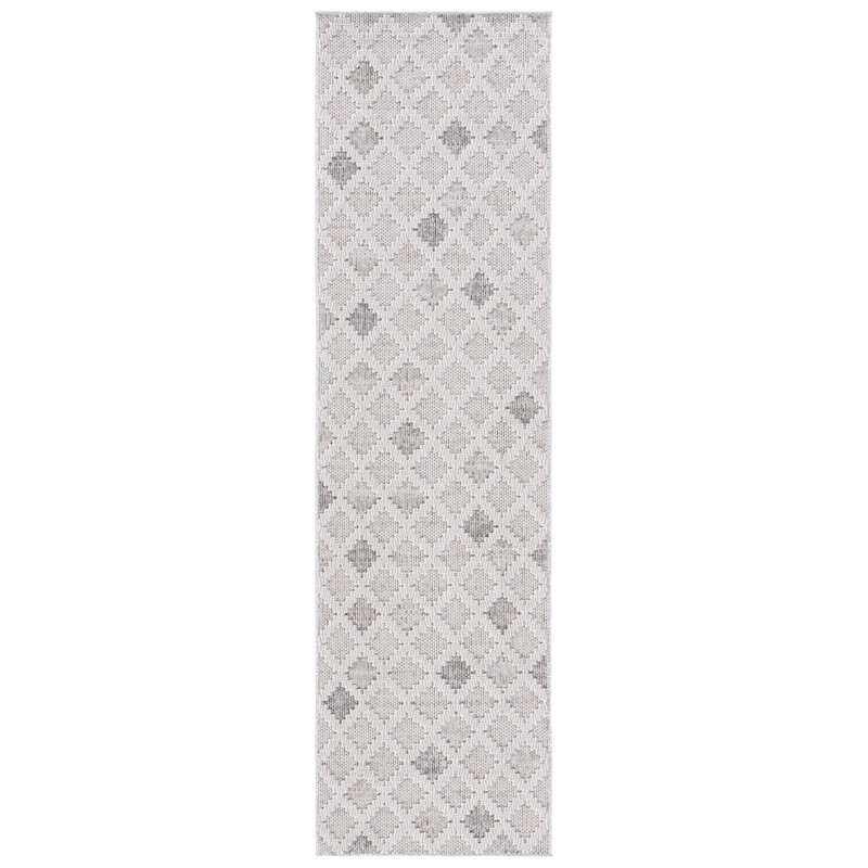 Tapis gris / ivoire en polypropylène tissé à la machine Marimension, Tapis de couloir 2 pi 2 po x 8 pi