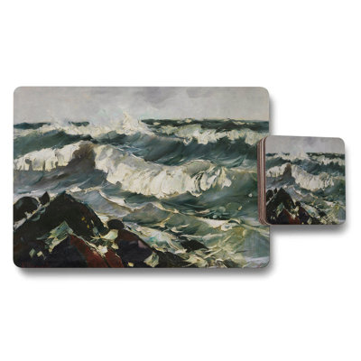 Ocean Wave Art Placemat And Coaster Set For Dining Table