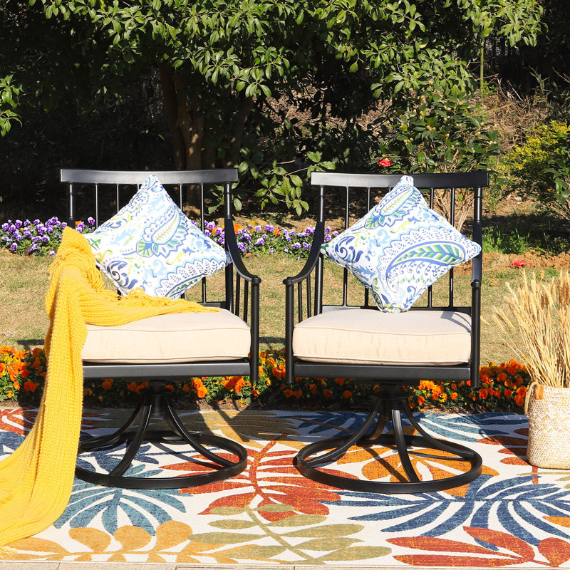 Fauteuil de patio pivotant avec coussin Aiona