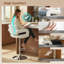 Swivel Upholstered Adjustable Height Counter Stool with Metal Frame-1624013732