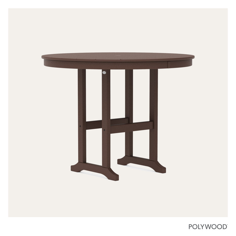 POLYWOOD Round Farmhouse Counter Table, Mahogany, 48"