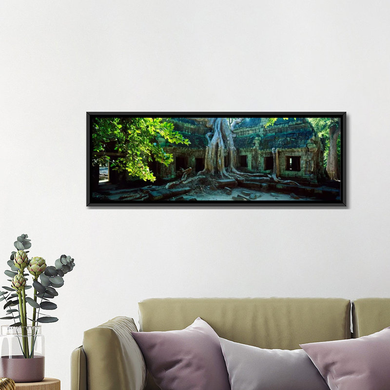 « panoramique hypoallergique temple complexing of ta-prohm cambodge », reproduction de photo sur toile tendue