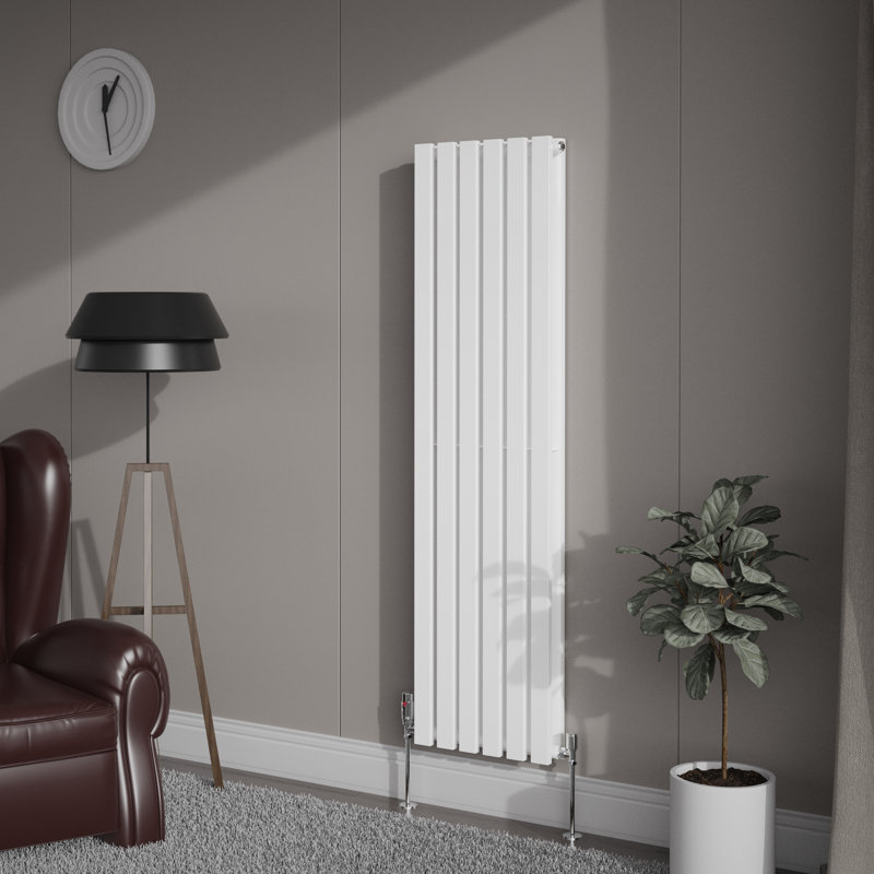 Genris Vertical D-Shape Radiator, White, 180cm H x 48cm W, 2