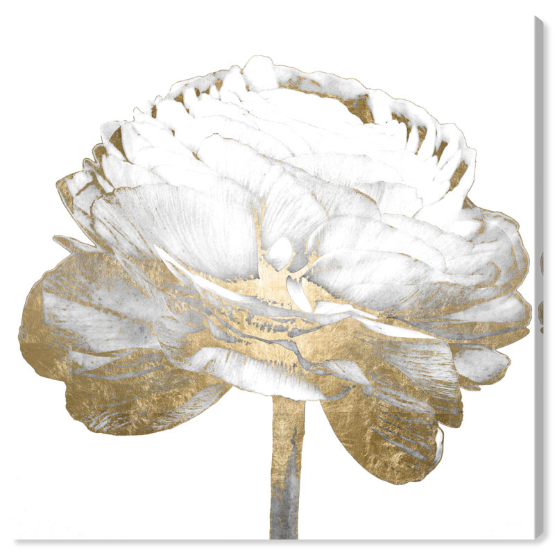 " White Gold Luxe Flower Diecut " Painting Print, 24" H x 24" W