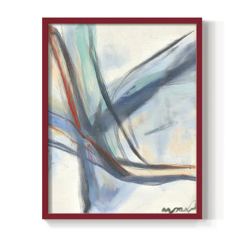 Série ABSTRACT DCCLV - reproduction encadrée de qualité supérieure - prête à être accrochée - aucun clou requis, Rouge