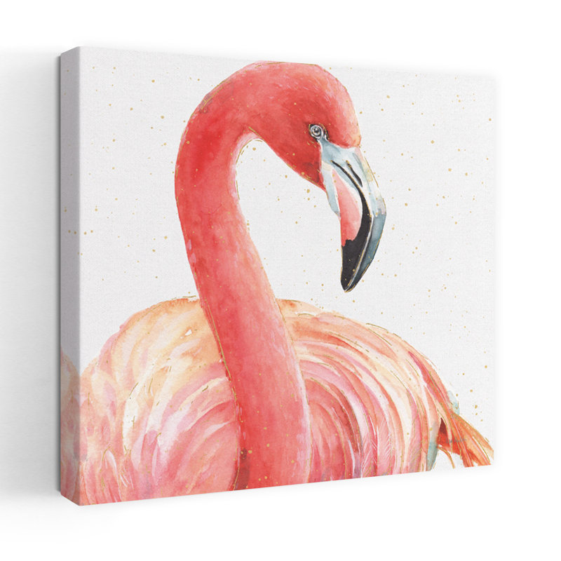 Gracieusement rose II oiseau flamant rose, art tropical, H 36 po x l 36 po