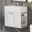 Meuble-lavabo mural de 21,8 po avec lavabo, armoire flottante murale, grand tiroir, tablette réglable, porte-papier hygiénique, système de fermeture en douceur, blanc-132985387