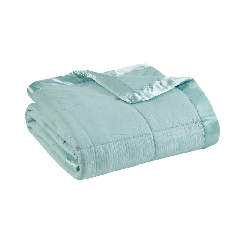 Aqua Full Down Alternative Blanket with Satin Trim