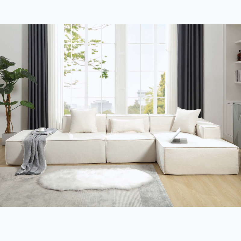 Modular Sofa,No Assembly Needed, Right Hand Facing, Beige