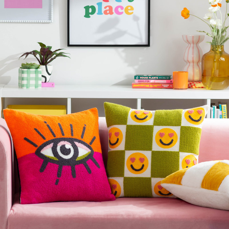 All Eyes On You Square Cushion, Orange/Pink