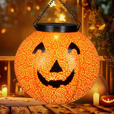 Halloween Solar Lantern Hanging Pumpkin Lights Outdoor Decoration Waterproof
