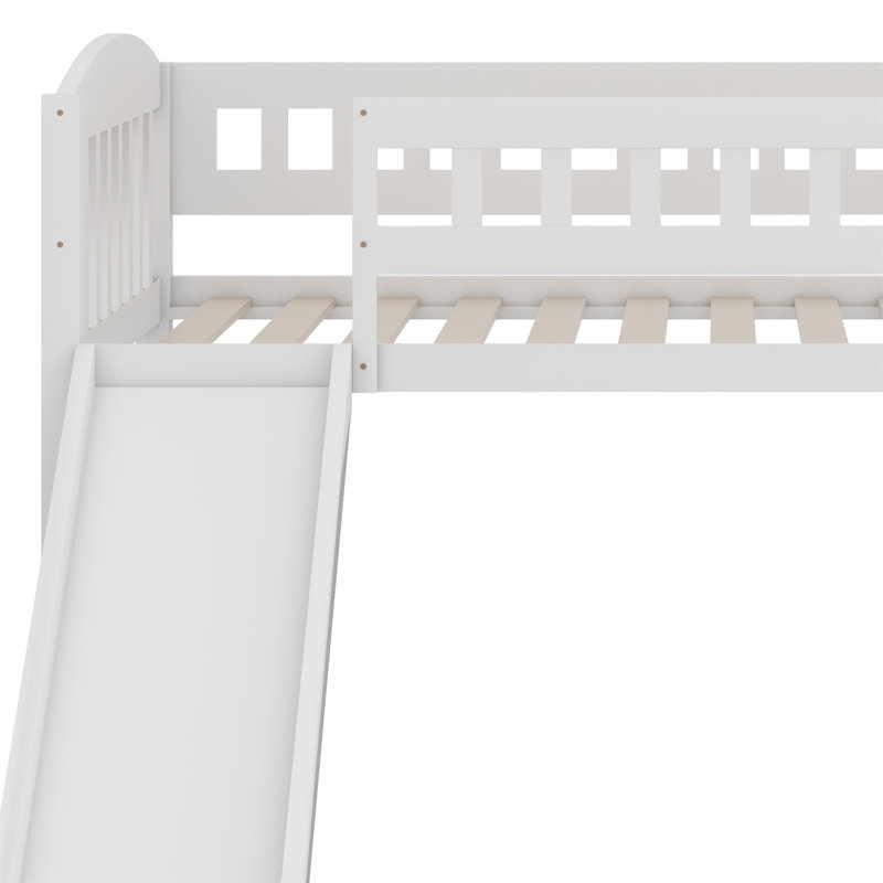 Lit mezzanine avec glissoire et échelle, Blanc