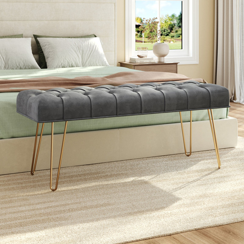 Perseus Upholstered Bench, Grey