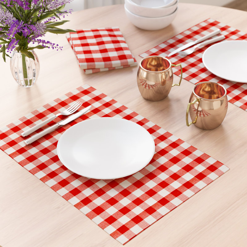 Arlington Cotton Gingham Rectangle Placemat, Red