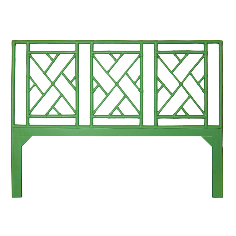 Cowden Geometric Rattan Headboard, King, Bright Green