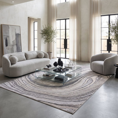 Nevada Collection Abstract Cream and Gold Rug