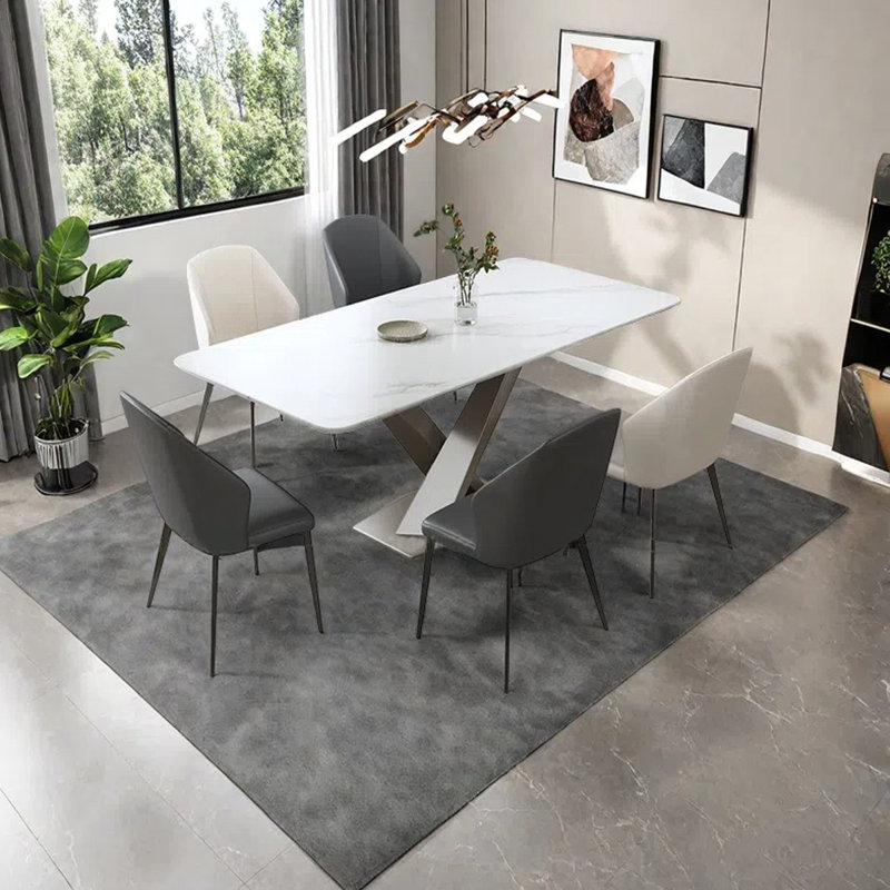 Modern simple small family dining table, 29.53"H x 70.87"L x 31.5"W