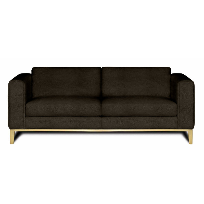 Tobi Leather Sofa, Dark Walnut (Dreamer), Satin Brass