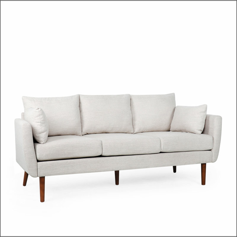 Coryon 3 Seater Sofa with Nailhead Trim, Accent Sofa, Beige Fabric