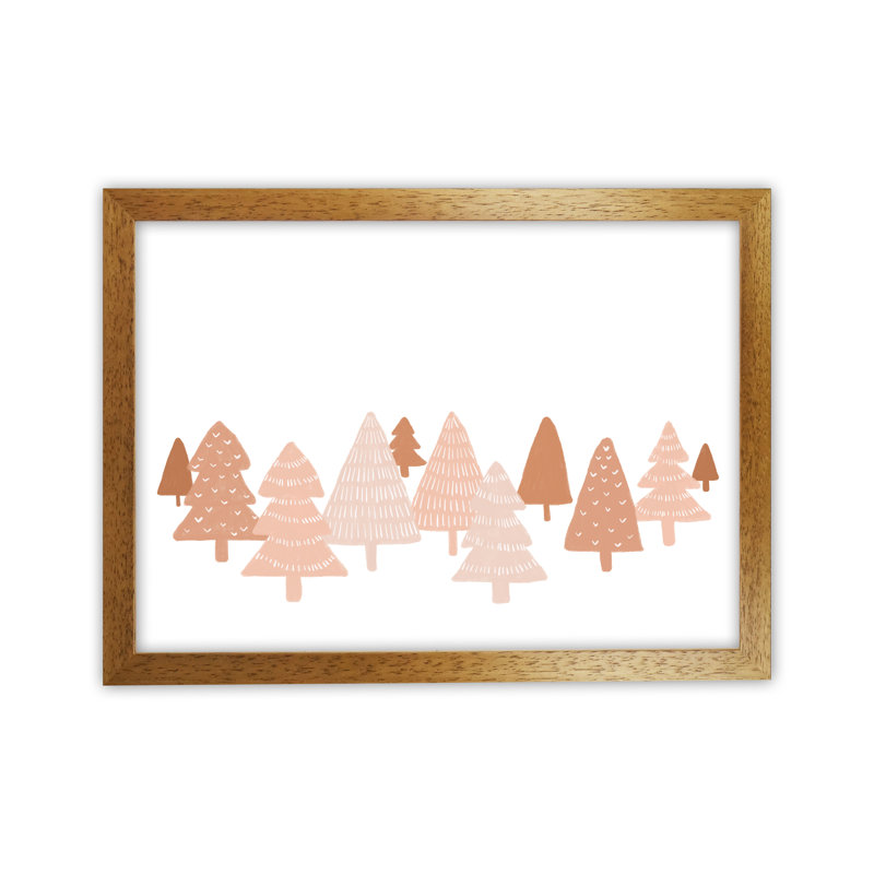 Blush Winter Trees By Orara - Print, 34cm H x 25cm W x 3cm D, Brown Framed