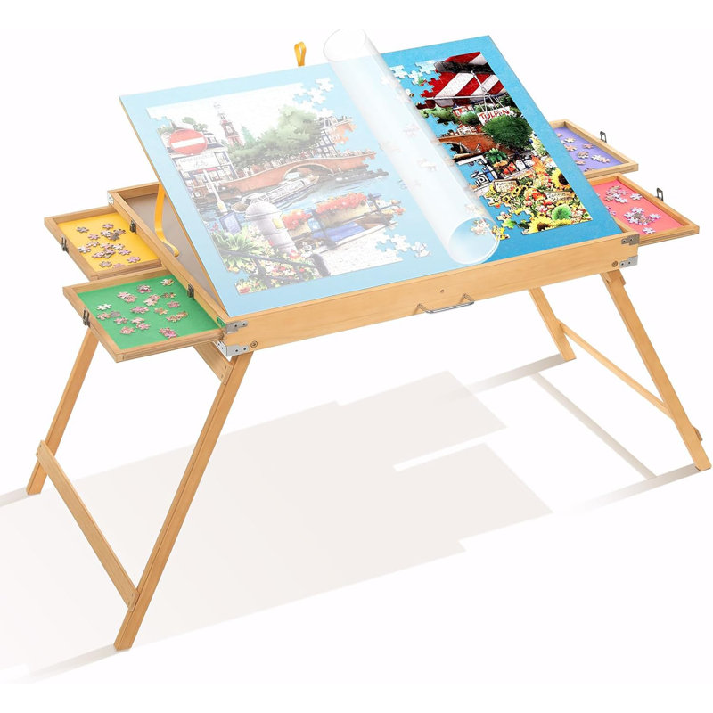 Table de casse-tête pliable avec tiroirs