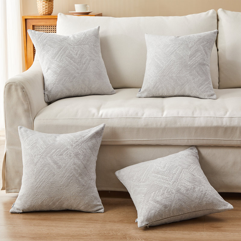 Dahn Chenille Throw Pillow Cover, Light Grey, 18" x 18" x 1"