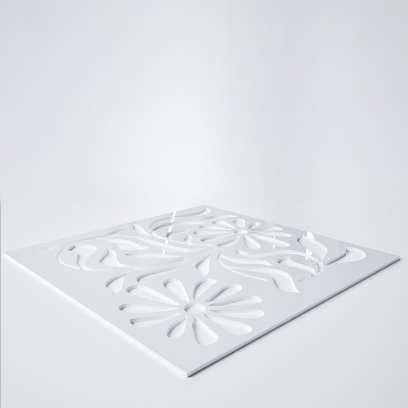 Barryton Decorative Fretwork Acrylic Wall Panels, Small, 11 3/8"W x 11 3/8"H x 1/8"TWhite, 11.38" H x 11.375" W x 0.125" D