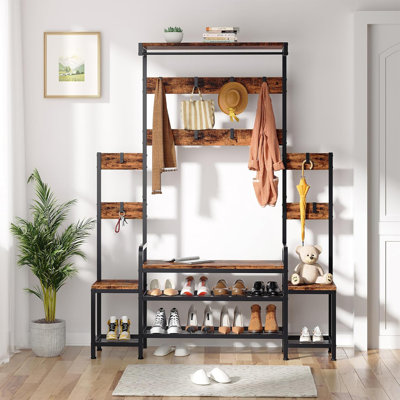 Amandine 55.5" W Hall Tree with Bench and Shoe Storage