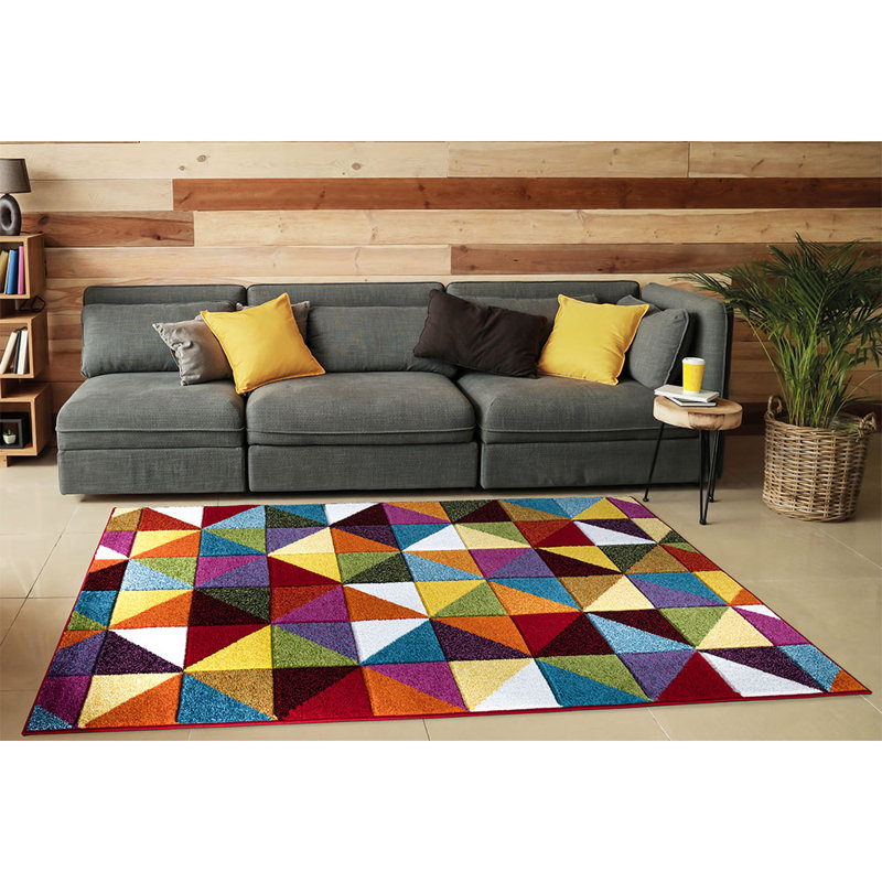Multi Colour Geometric Area Rug, Rectangle 120 x 170cm