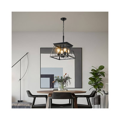 Metal Cage-shaped Trapezoidal Adjustable Ceiling Lamp