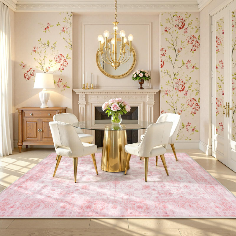  Tapis en peluche Grand Persian Bloom - Élégant accent floral avec base antidérapante, Rectangle 5 pi x 7 pi