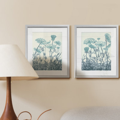 Indigo Fields I, ensemble de 2 reproductions d’art graphique encadrées sur papier