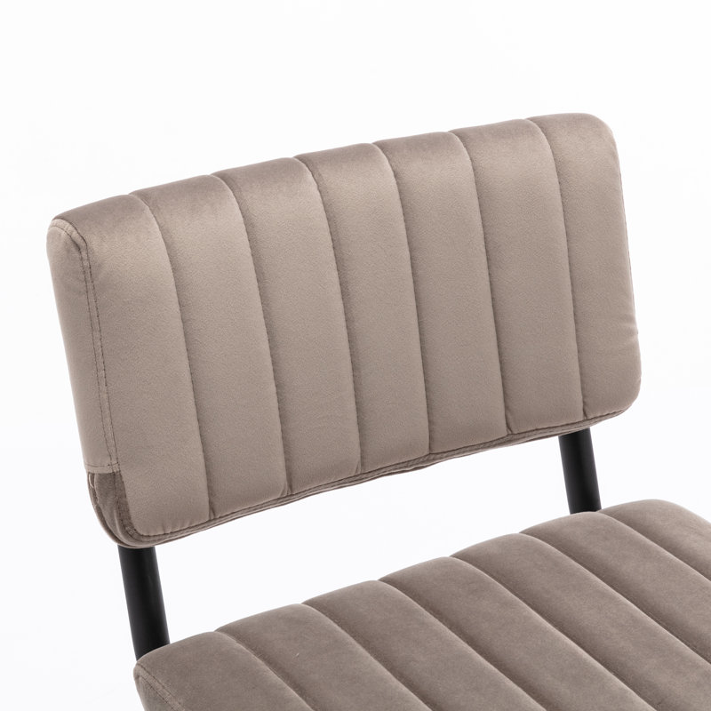 Estes Upholstered Stool with Metal Frame, Counter Stool (24" Seat Height), Platinum Gray Velvet