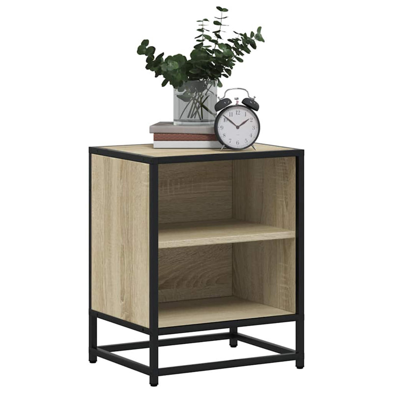 40cm W Metal Bedside Table, Sonoma Oak, 2
