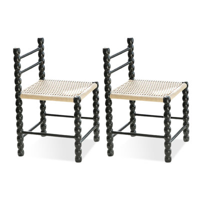 Chaise d'appoint moderne à dossier solide noir (ensemble de 2)