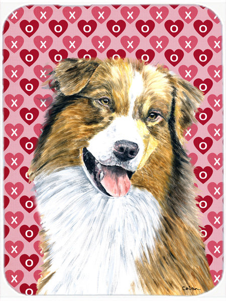 Caroline's Treasures Valentine Hearts Australian Shepherd Hearts Love and Valentine's Day Glass Cutting Board
