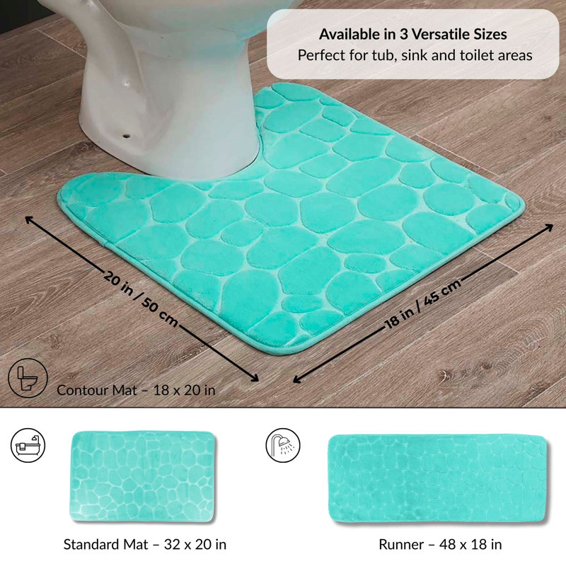 Mousse à mémoire de forme en microfibre Pebbles 3D 20 pi x 20 po, Bleu turquoise