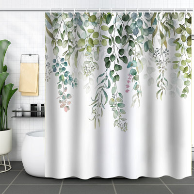 Bathroom Shower Curtain with 12 Hooks