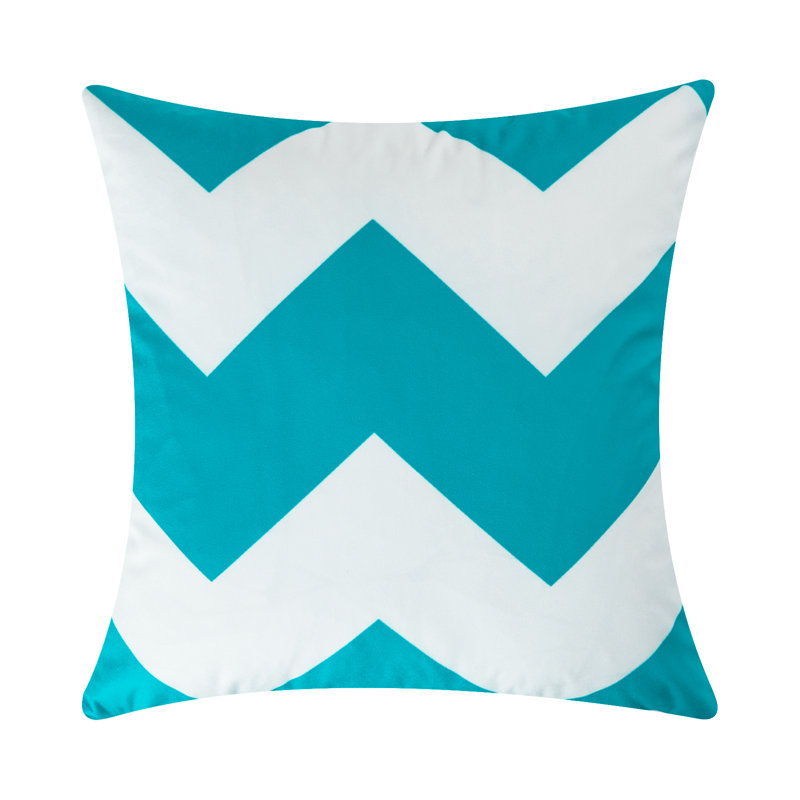Lendsey Appliqued Outdoor Pillow Cover, Teal/White