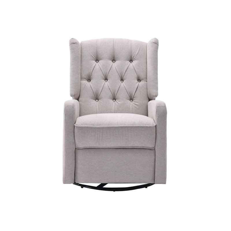 Chaise berçante inclinable, chaise berçante pivotante à 360 degrés, fauteuil oscillant, Lin beige
