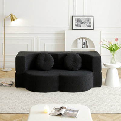 Canapé d'intérieur pour espace de vie, canapé-lit pliant 2 en 1 avec oreiller, canapé-lit pour espace de vie