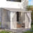 White Hard Top Lean To Gazebo Pergola With Curtains And Mosquito Netting-123829697