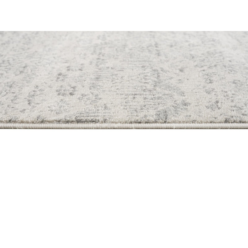 Rug Branch Liora 2' x 13' (2'3" x 13')  Grey/Beige Damask Indoor Runner Rug, Traditional, Low Pile, Stain-Resistant Hallway Carpet - Entryway, Mudroom, Bedroom, and Kitchen