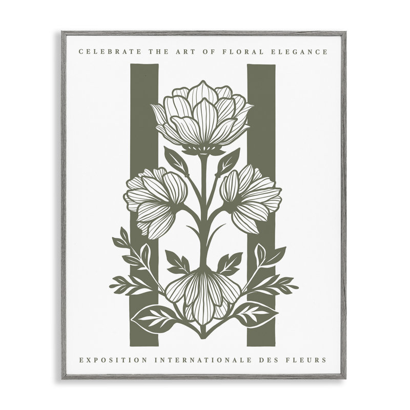 «Symmetric Blossoms on Green», estampe numérique encadrée, design par lettré et doublé, H 20 po x l 16 po