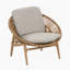 Chaise longue d'extérieur en osier de style Papasan, osier avec coussin, ensemble de 2-115717615-115717619