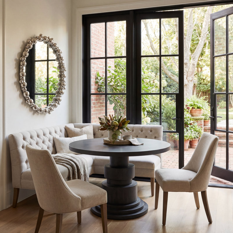 Bubble Metal Round Wall Mirror, Nickel