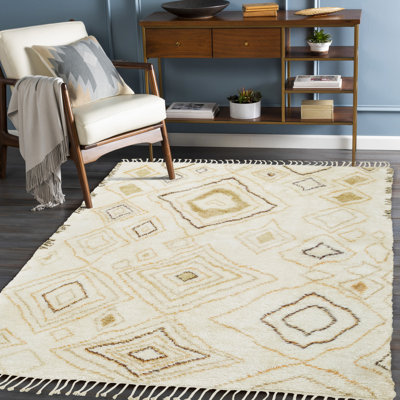 Hand Knotted Traditional Moroccan 100% Wool Shag Area Rug